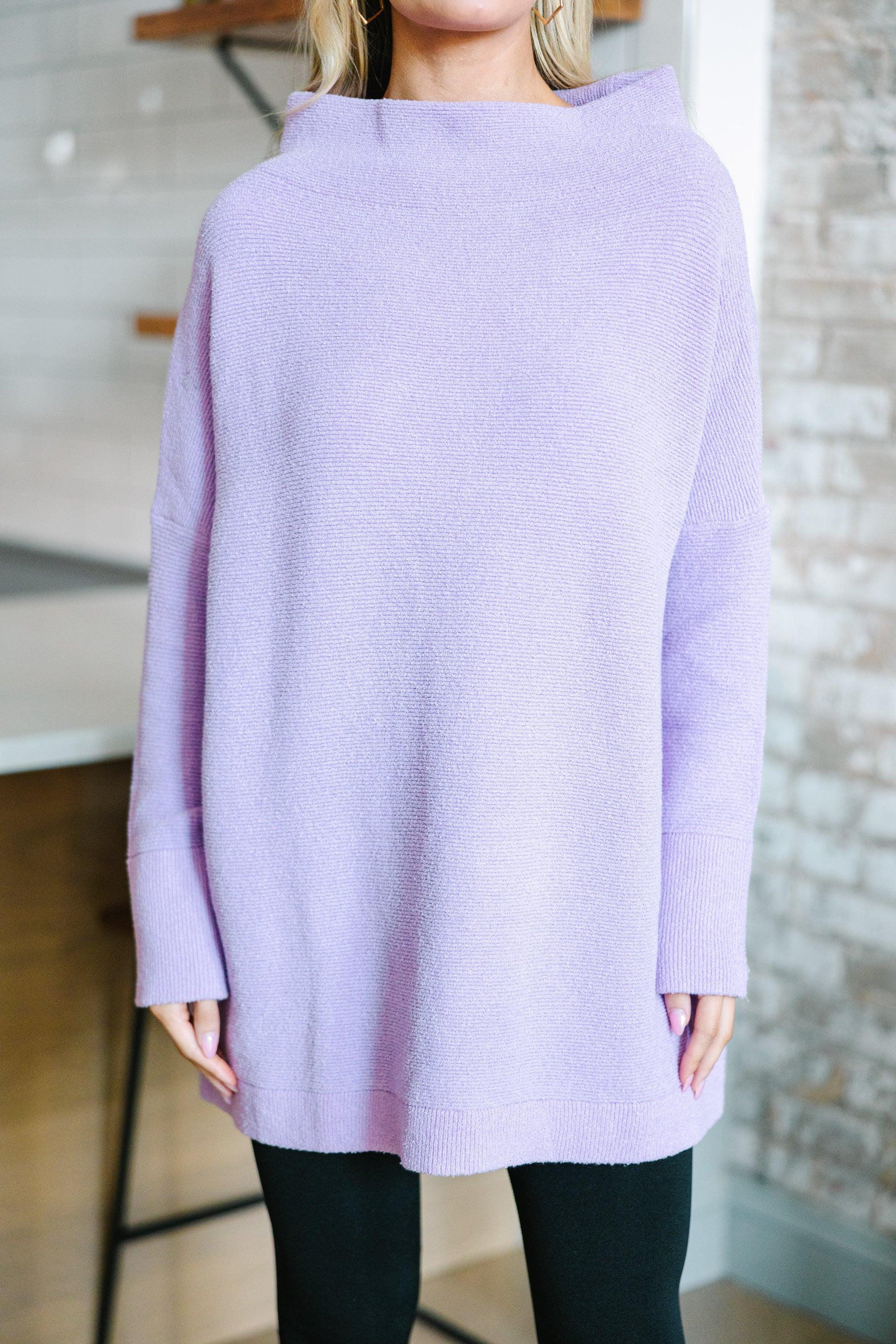 The Slouchy Lavender Purple Mock Neck Tunic Female Product Image