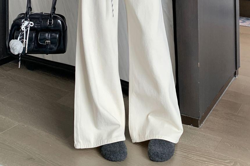 High Rise Plain Wide Leg Jeans Product Image