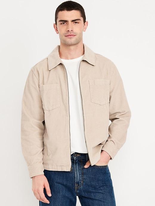 Loose Fit Corduroy Zip Shirt Product Image