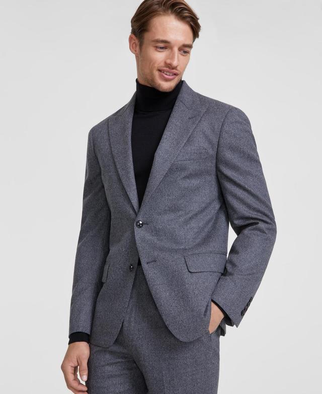 Calvin Klein Mens Slim-Fit Gray Solid Wool-Blend Suit Separate Jacket Product Image