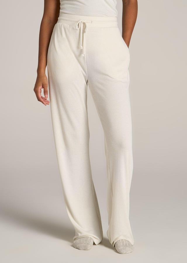 Open-Bottom Waffle Lounge Pants for Tall Women in White Alyssum Female Product Image