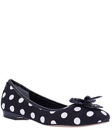 J. Renee Edie Polka Dot Grommet Bow Ballet Flats Product Image