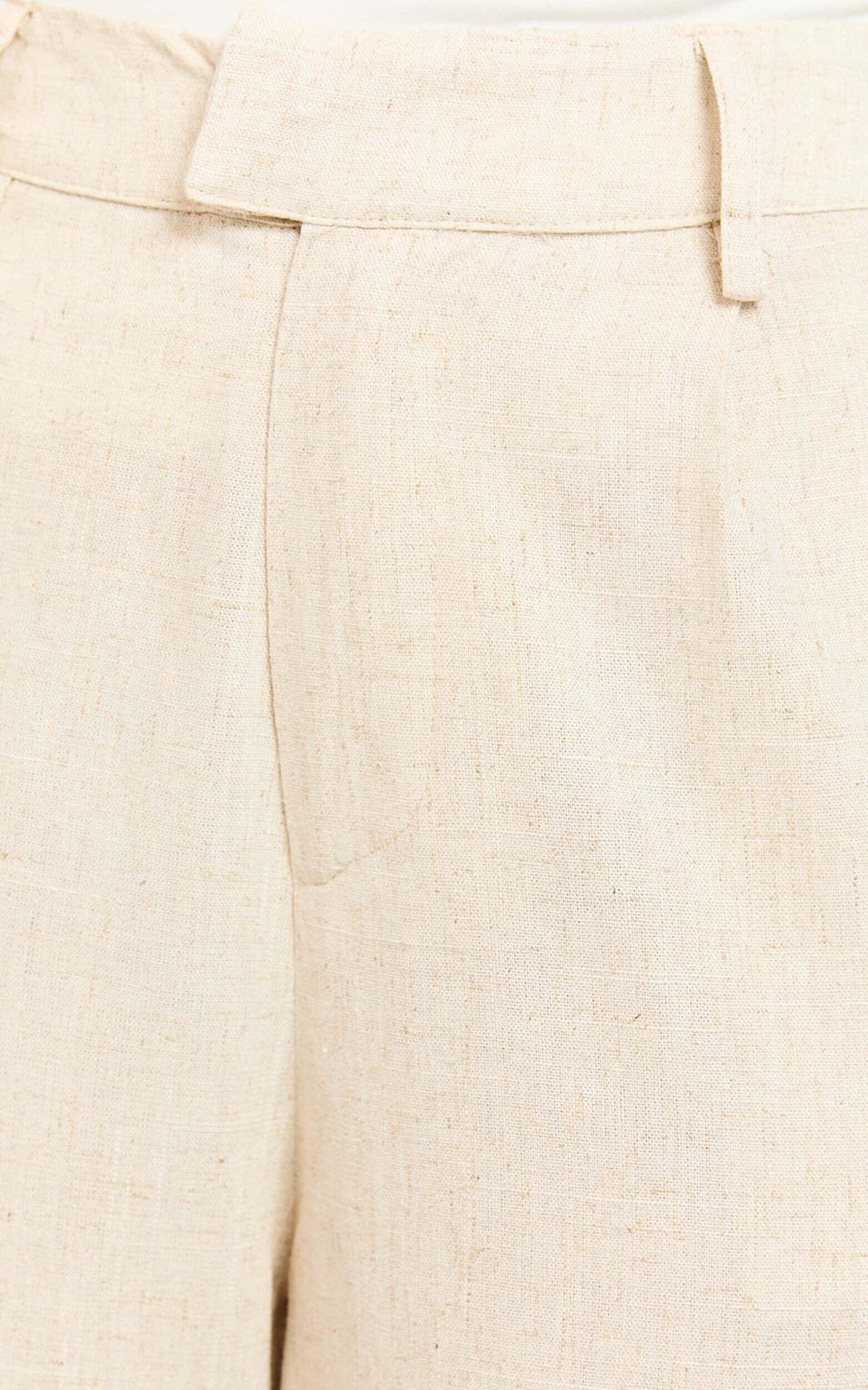 Nate Pants - Mid Waist Tailored Linen Look Pants in Natural Product Image