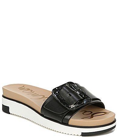 Sam Edelman Ariane Leather Tortoise Buckle Detail Platform Slide Sandals Product Image