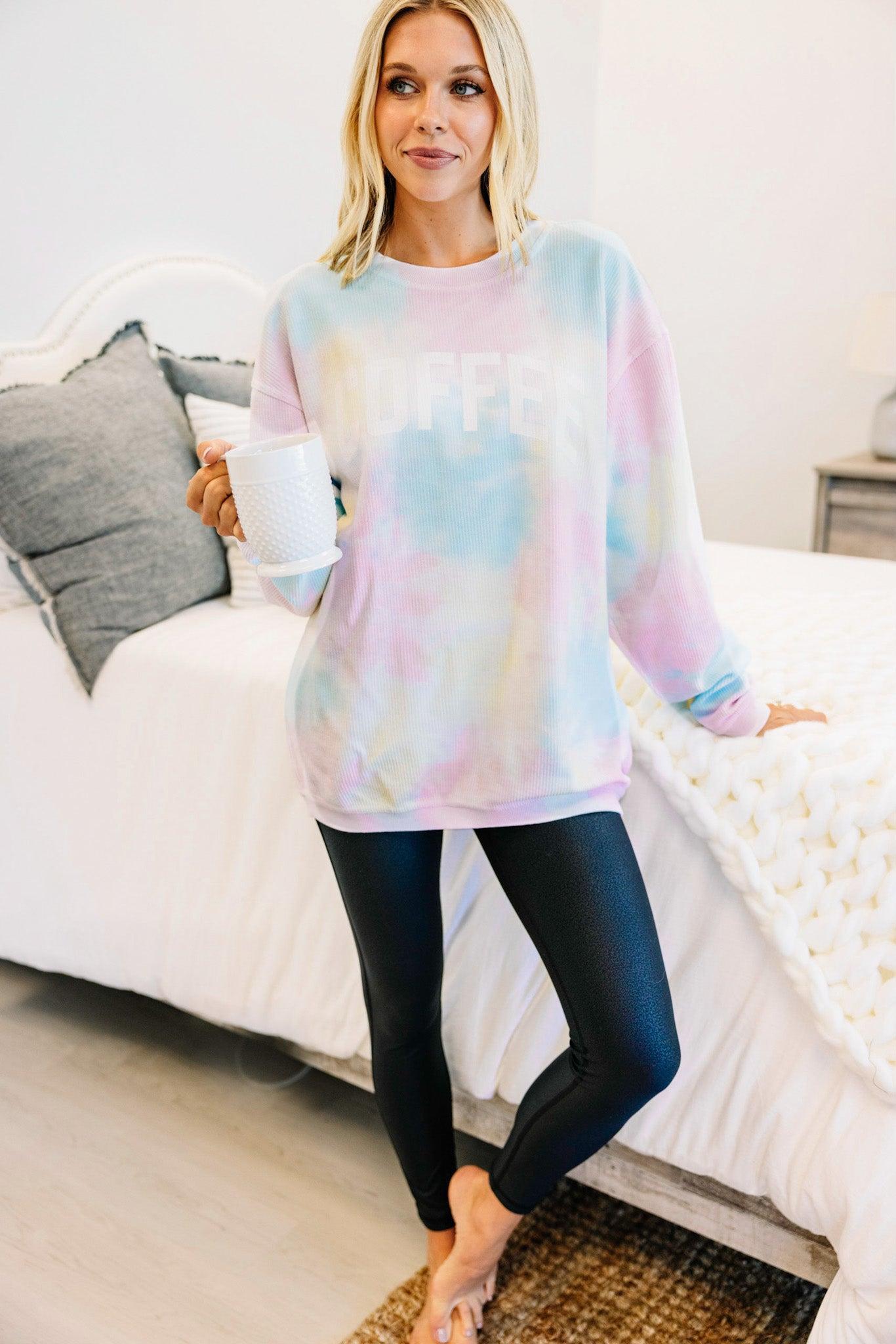 Coffee Graphic Tie Dye Sweatshirt Female Product Image