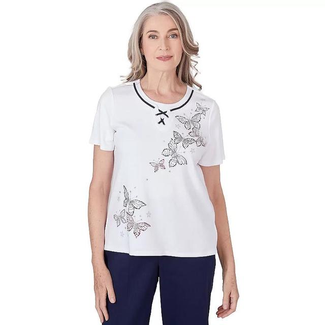 Petite Alfred Dunner Butterfly Print Short Sleeve Top, Womens Product Image