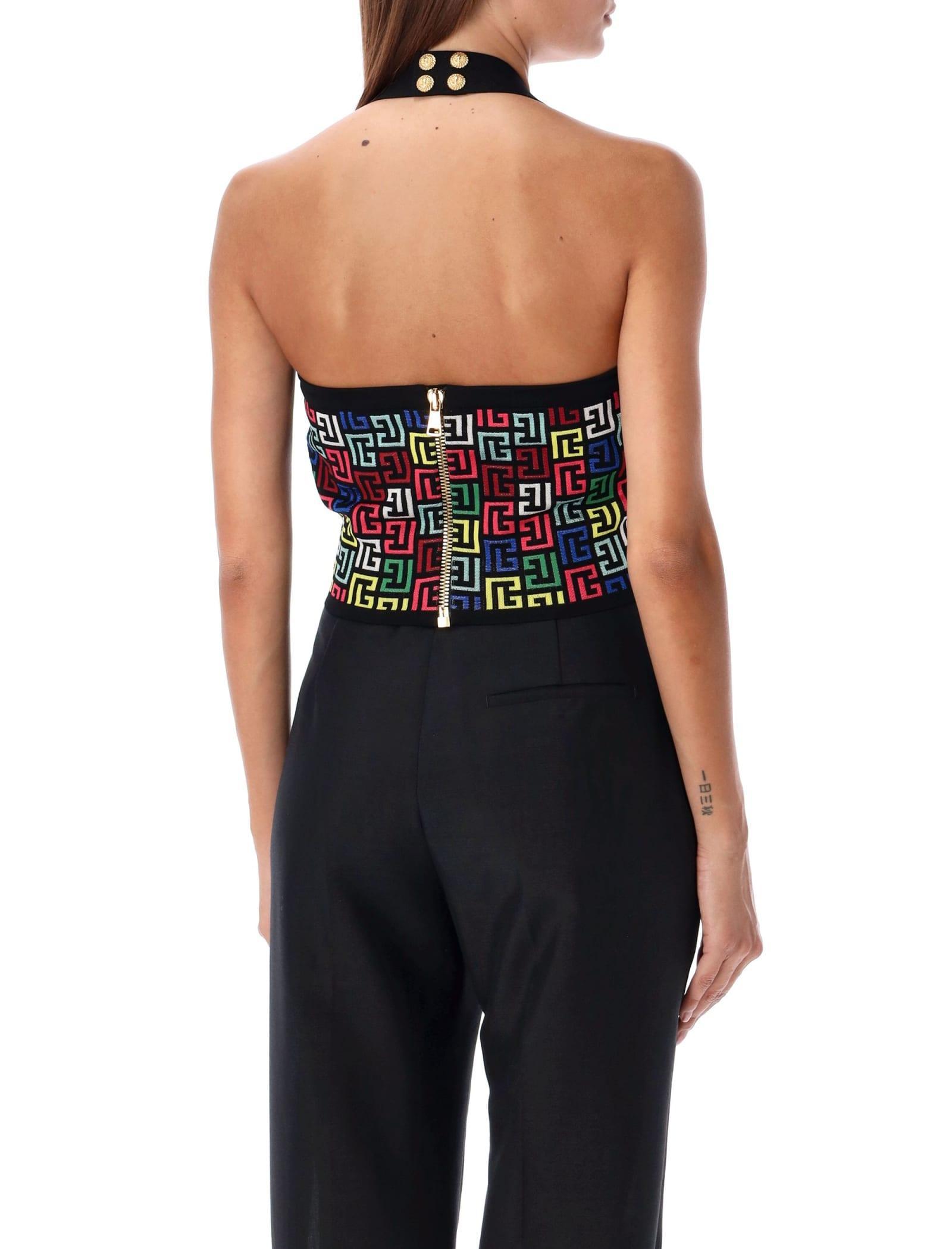 BALMAIN Pb-monogram Knitted Top In Multicolor Product Image