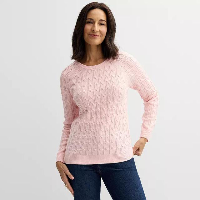 Petite Croft & Barrow The Extra Soft Cabled Crewneck Sweater, Womens Product Image