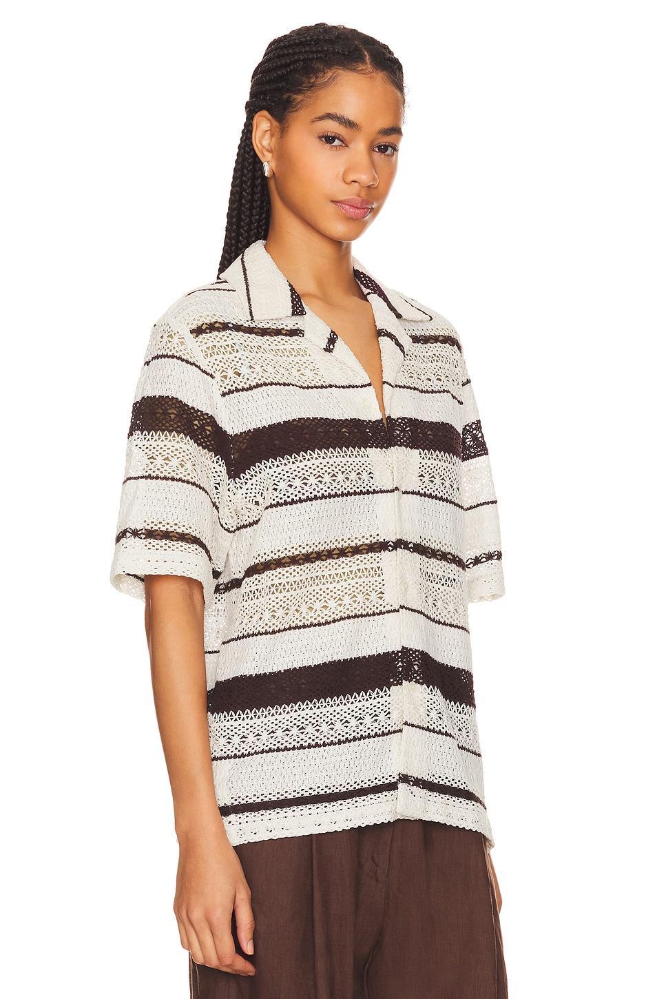 Crochet Stripe Camp Shirt Product Image