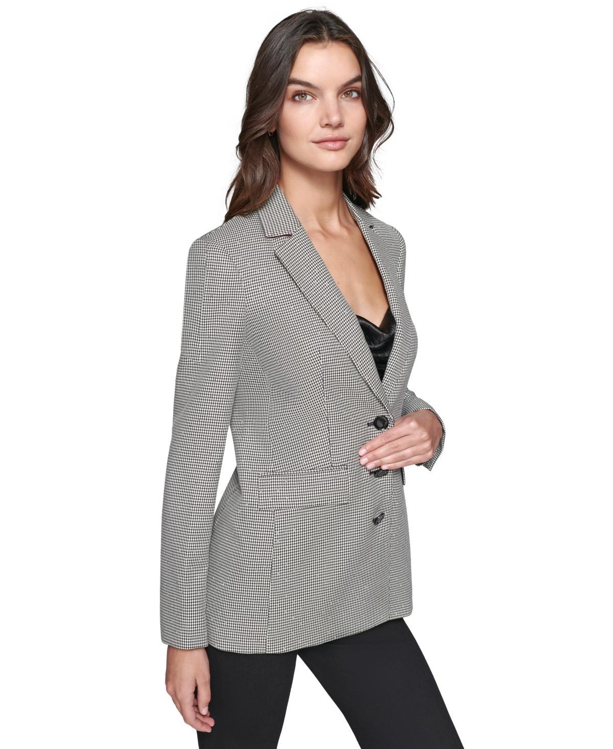 Karl Lagerfeld Paris Womens Sequined Houndstooth Blazer Product Image