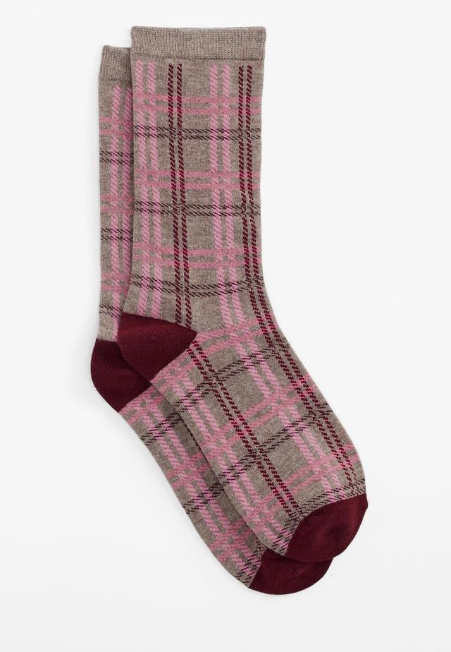 Maurices Womens Burgundy Plaid Crew Socks Red Size One Size Product Image