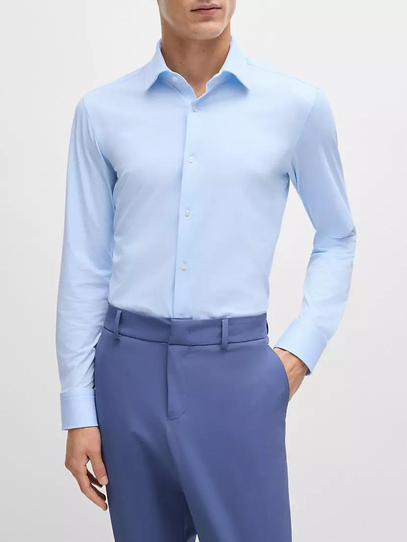 Mens Slim Fit Shirt in Structured Performance Stretch Material Product Image