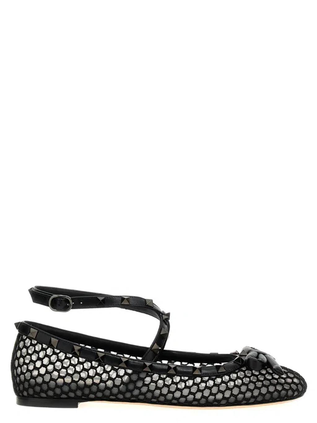 VALENTINO GARAVANI Black Rockstud Ballet Flats Product Image