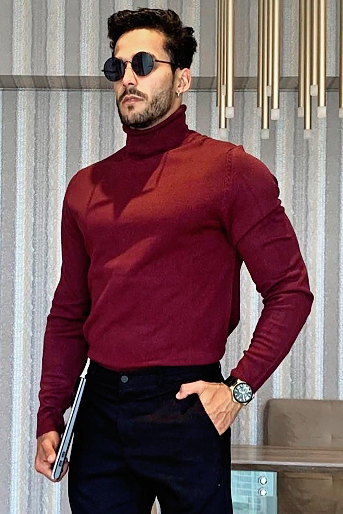 DeAngelo Turtleneck Sweater - Burgundy Product Image