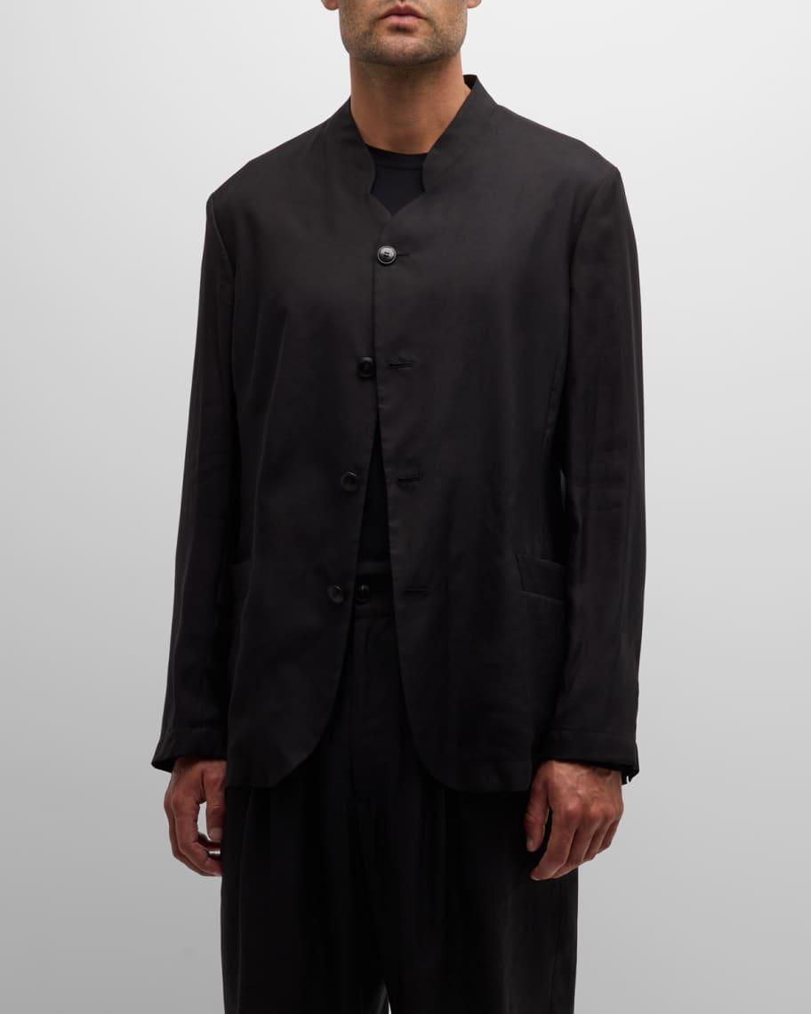 Men's Lyocell and Silk Band-Collar Blazer Product Image