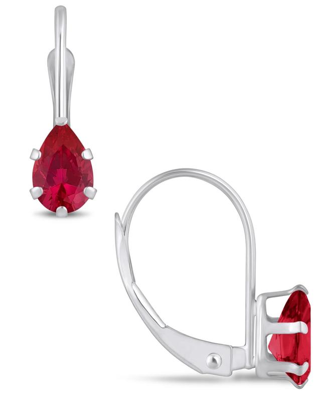 Celebration Gems 10k Gold Pear Shape Lab-Created Ruby Leverback Earrings, Womens, Red Product Image