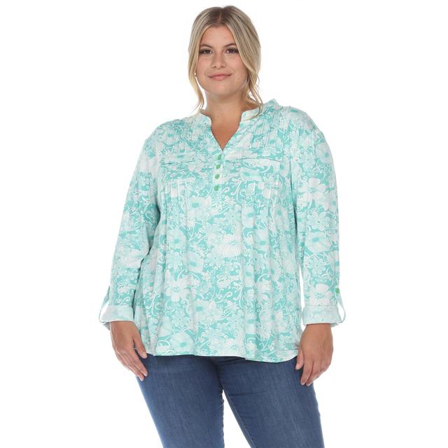 Plus Size White Mark Pleated Floral Print Blouse, Womens Brown Product Image