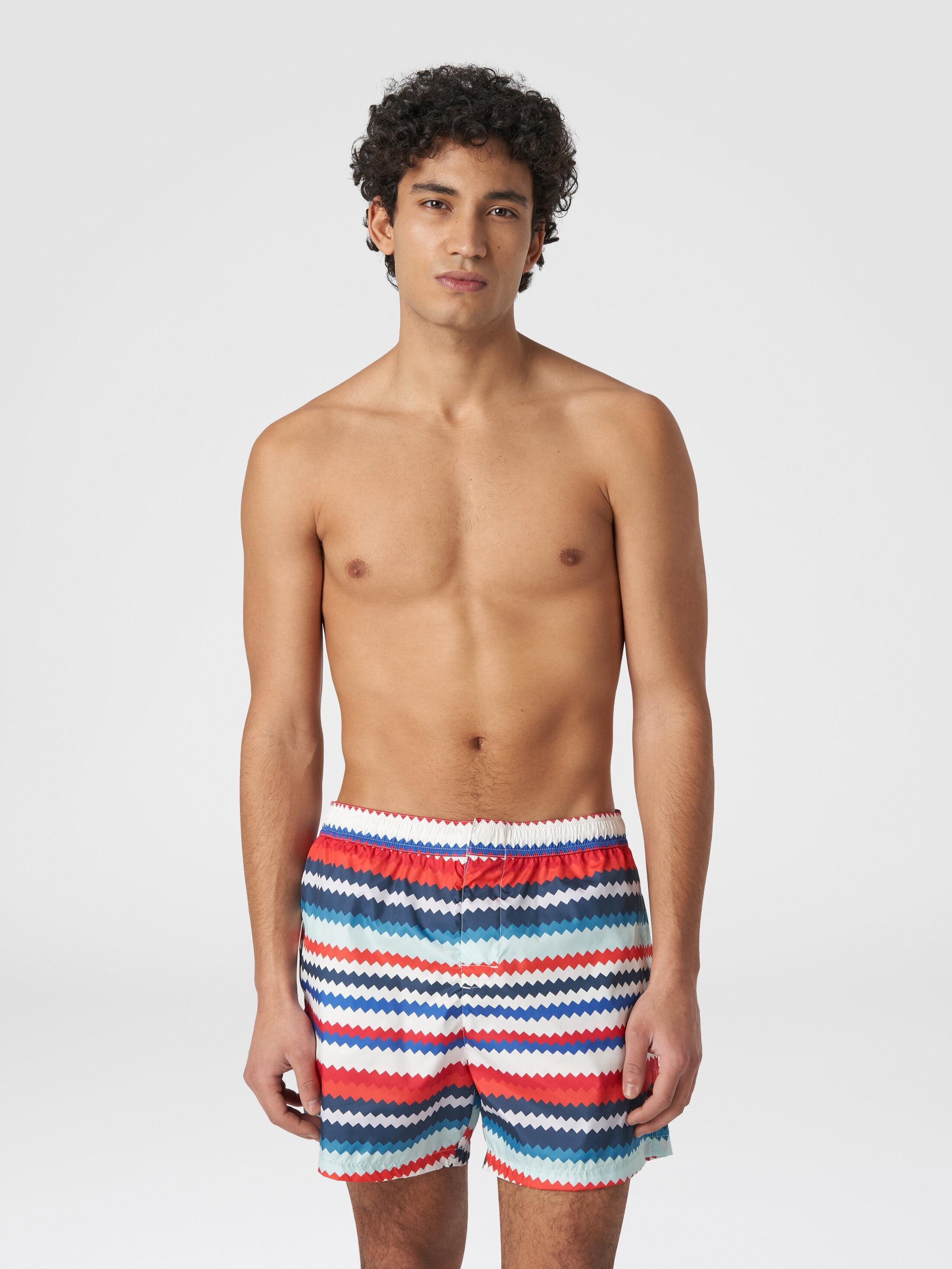 Swimming trunks in small zigzag print nylon Product Image