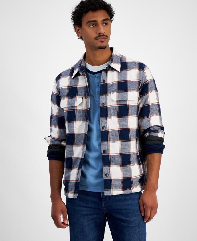 Sun + Stone Mens Aviv Long Sleeve Snap-Front Plaid Shirt Jacket, Created for Macys Product Image