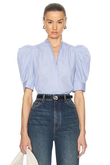 Womens Ruched Puff-Sleeve Shirt Product Image