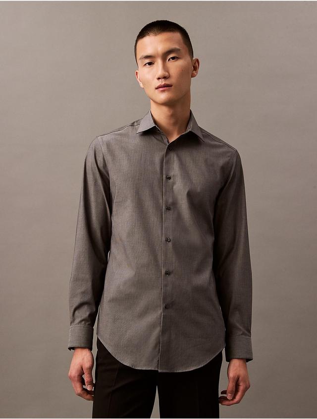 Calvin Klein Mens Steel Solid Slim Fit Button-Down Shirt - Grey - 16.5/32-33 Product Image