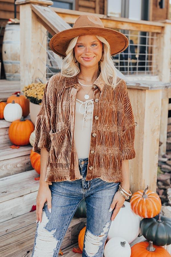 Roman Holiday Velvet Top In Brown Product Image