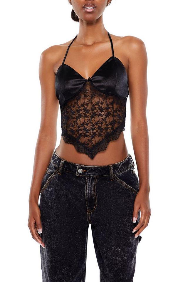 Sheer Lace Halter Crop Top | Forever 21 Product Image