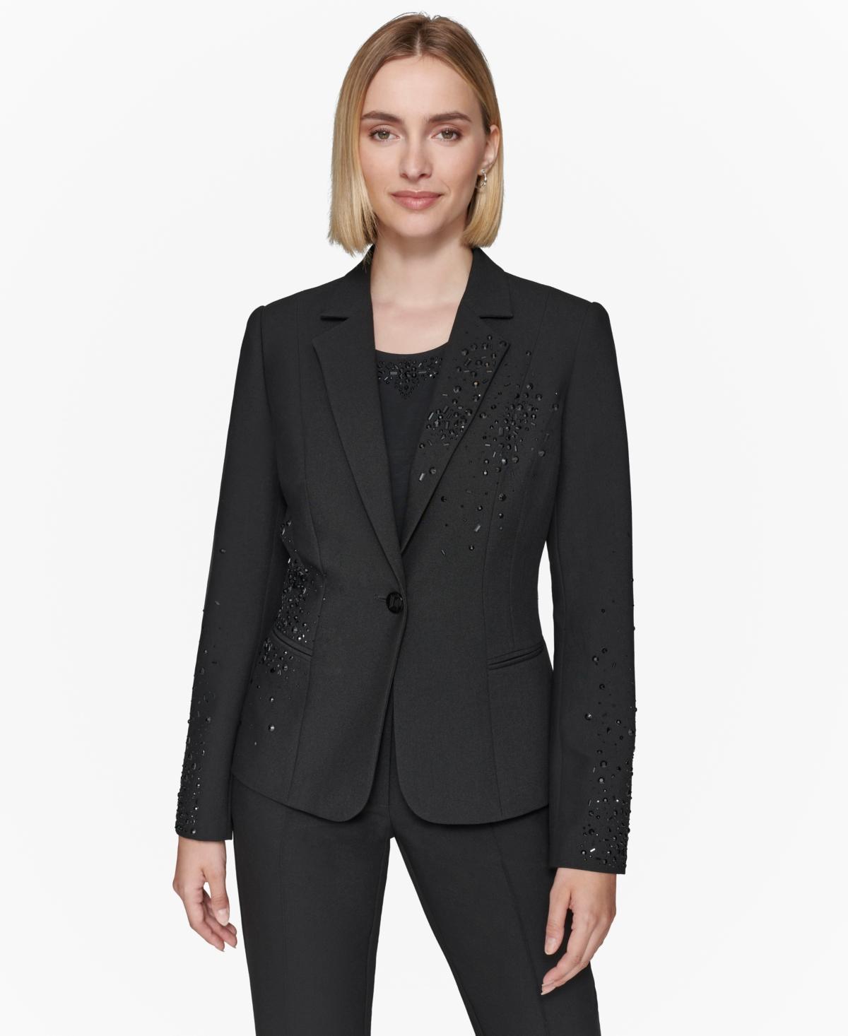 Karl Lagerfeld Paris Womens Studded One-Button Blazer Product Image