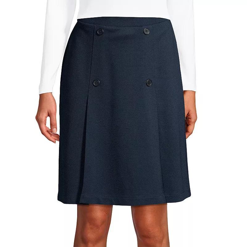 Womens Lands End School Uniform Ponte Button Front Skort Classic Blue Product Image