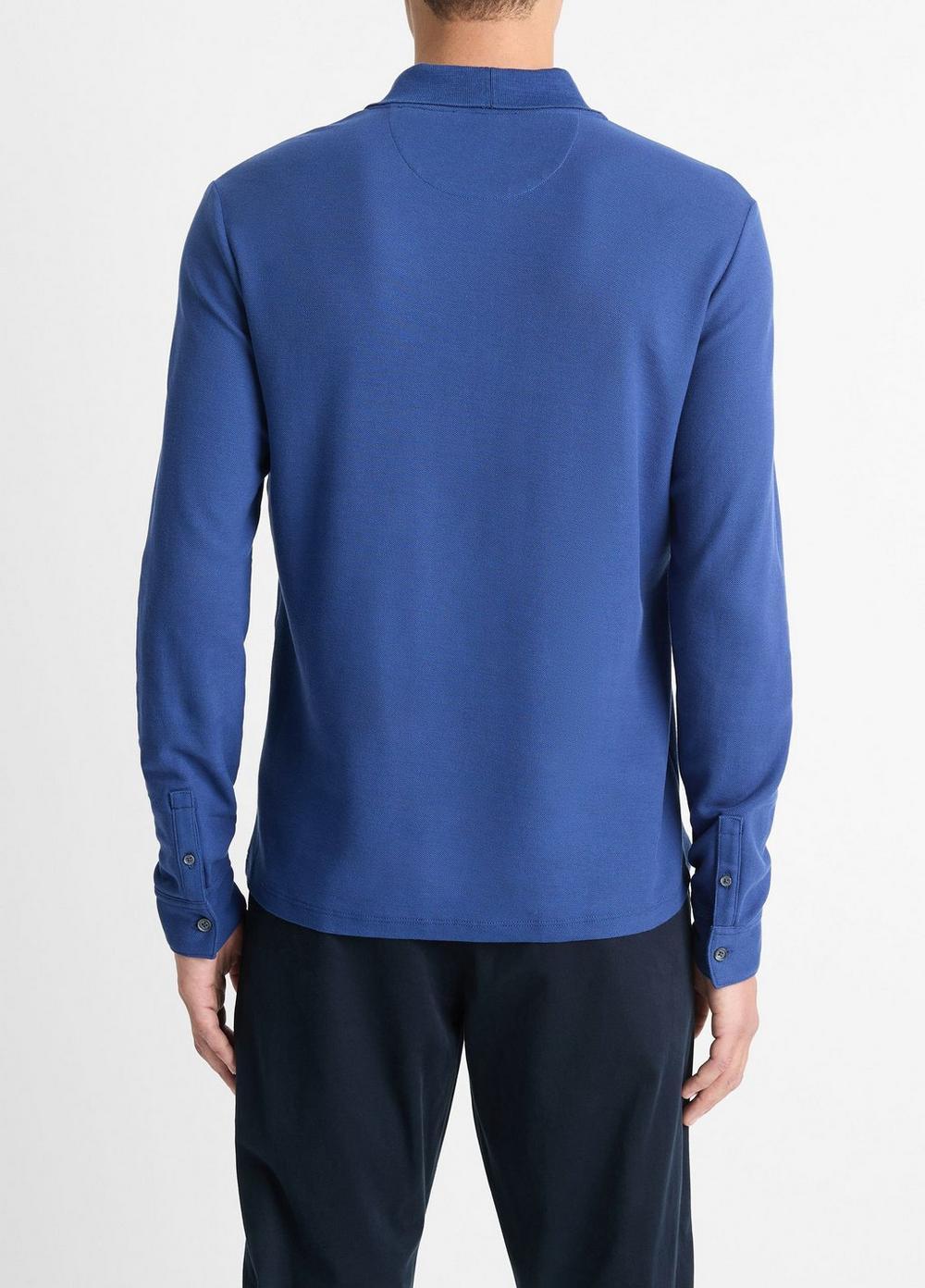 Pima Cotton Piqué Long-Sleeve Polo Shirt Product Image