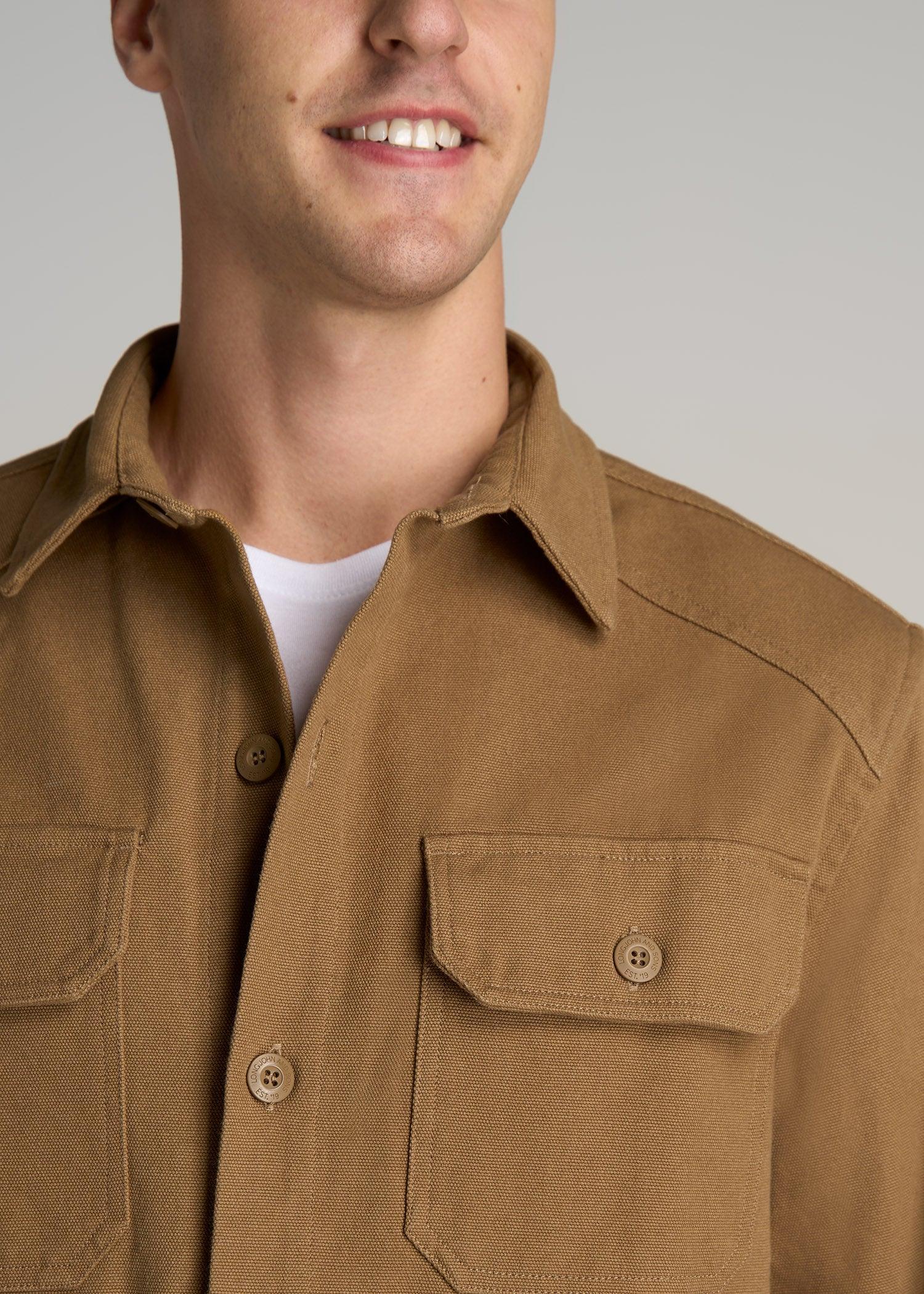 LJ&S Canvas Shirt Jacket for Tall Men in Sahara Male Product Image