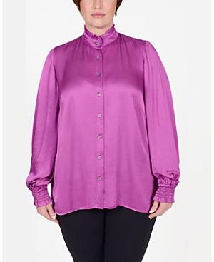 MAYES NYC Torie Ruffle Collar Satin Blouse Product Image