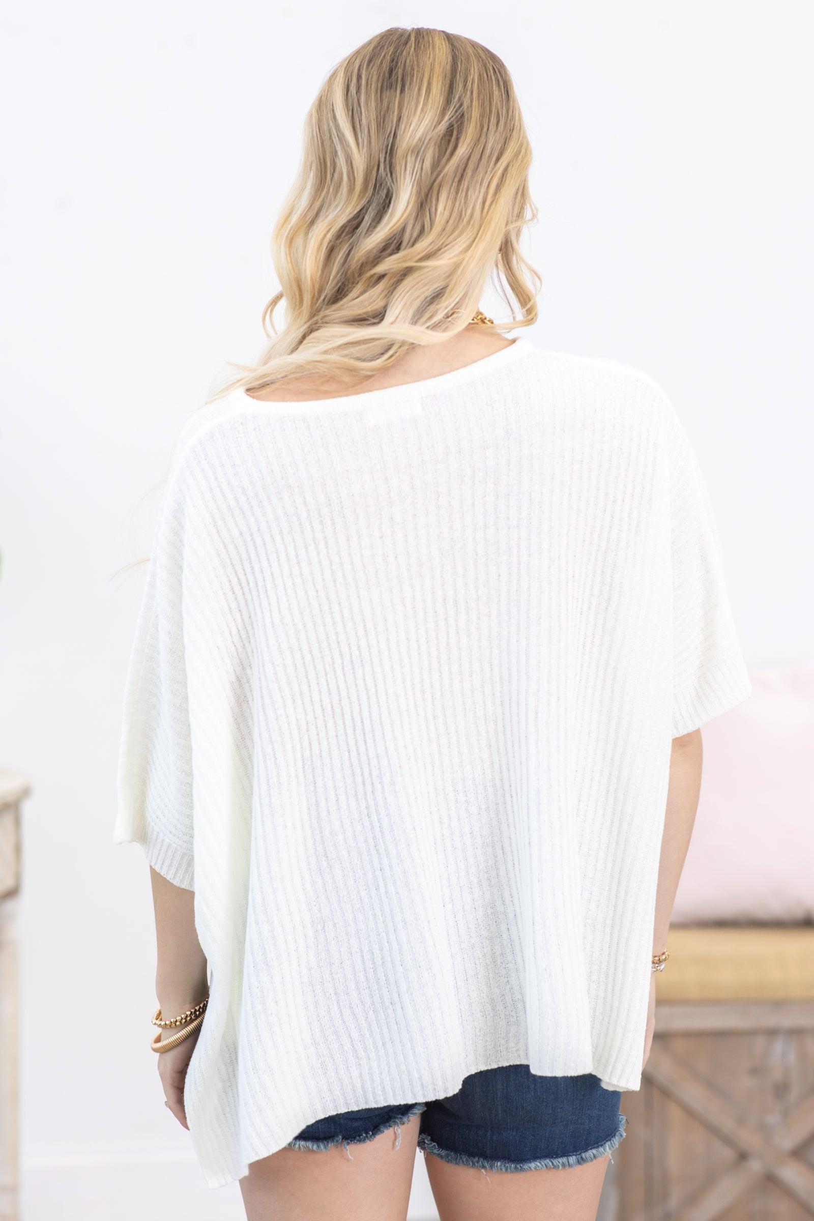 Ivory Dolman Short Sleeve Oversized Knit Top Product Image