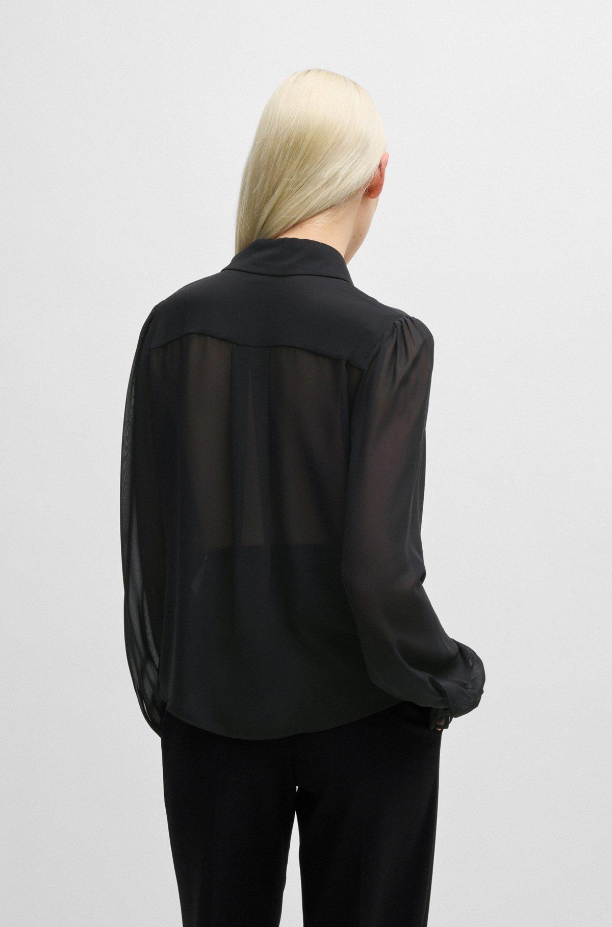 Sheer chiffon blouse with front pleats Product Image