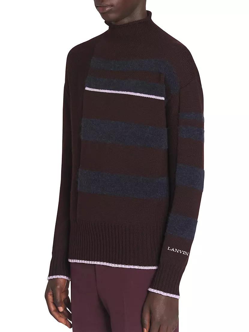 Striped Mock Turtleneck Sweater Product Image