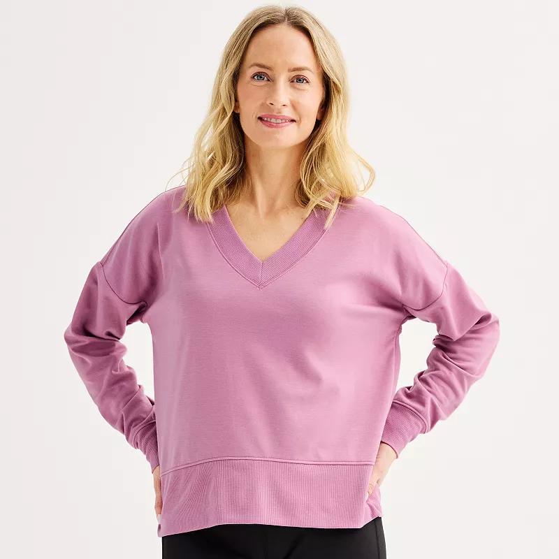 Womens Tek Gear Stretch Fleece V-Neck Pullover Red Wind Product Image