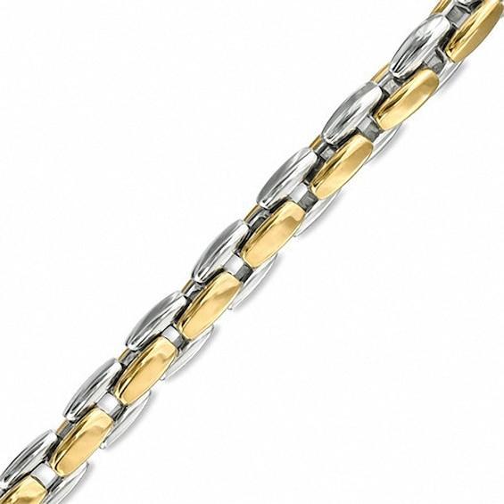 Men's Link Bracelet in Polished Two-Tone Stainless Steel - 9.0" Product Image