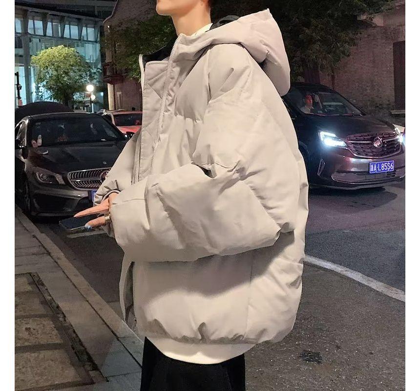 Plain Hooded Zip Puffer Jacket product image