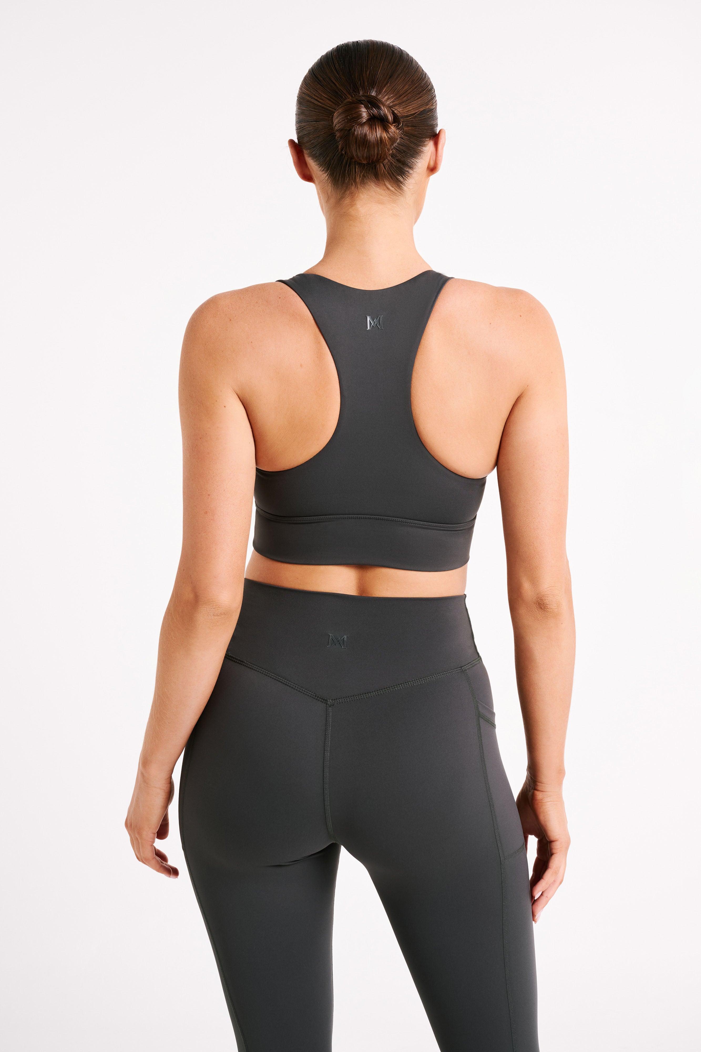 Thea Racerback Crop Top - Charcoal Product Image