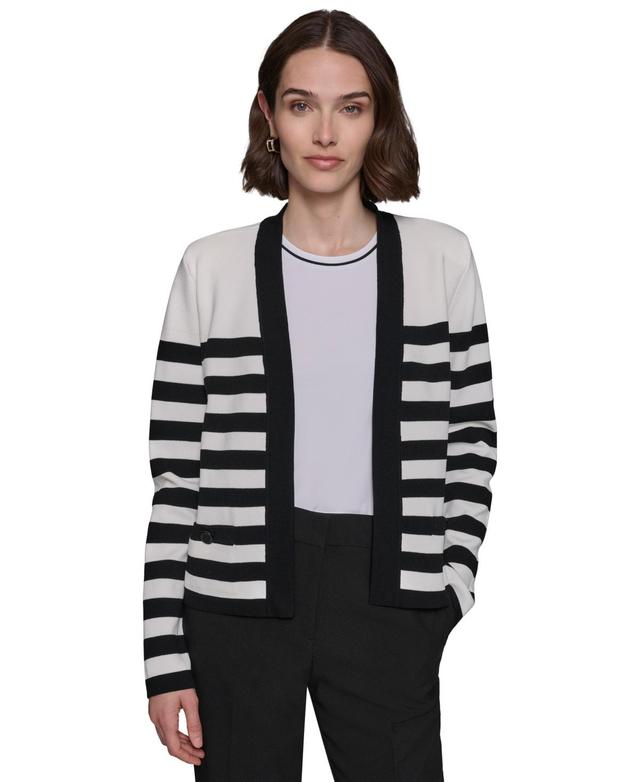 Karl Lagerfeld Womens Striped Open-Front Cardigan Sweater Product Image