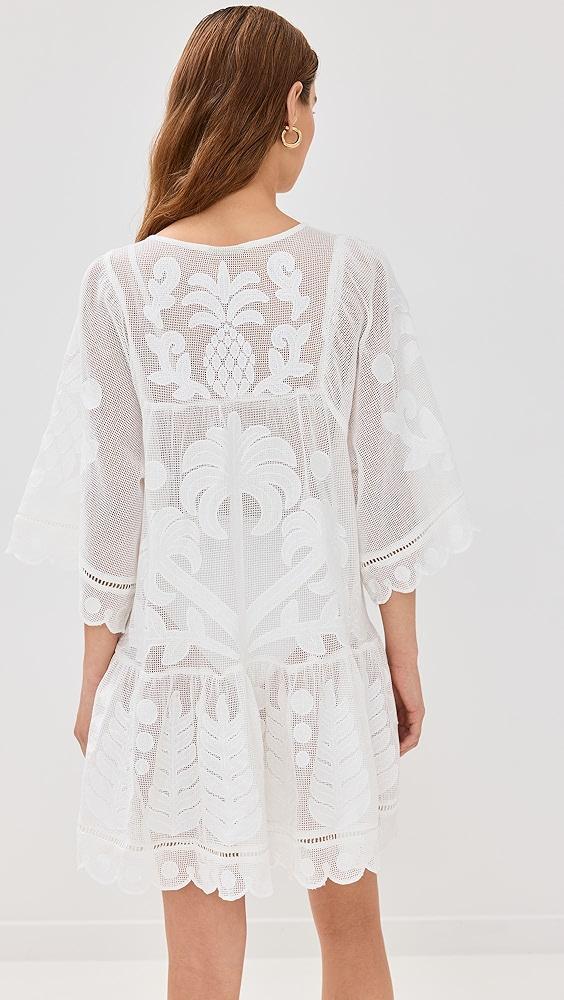 FARM Rio Palm Tree Cutwork White Mini Dress | Shopbop Product Image