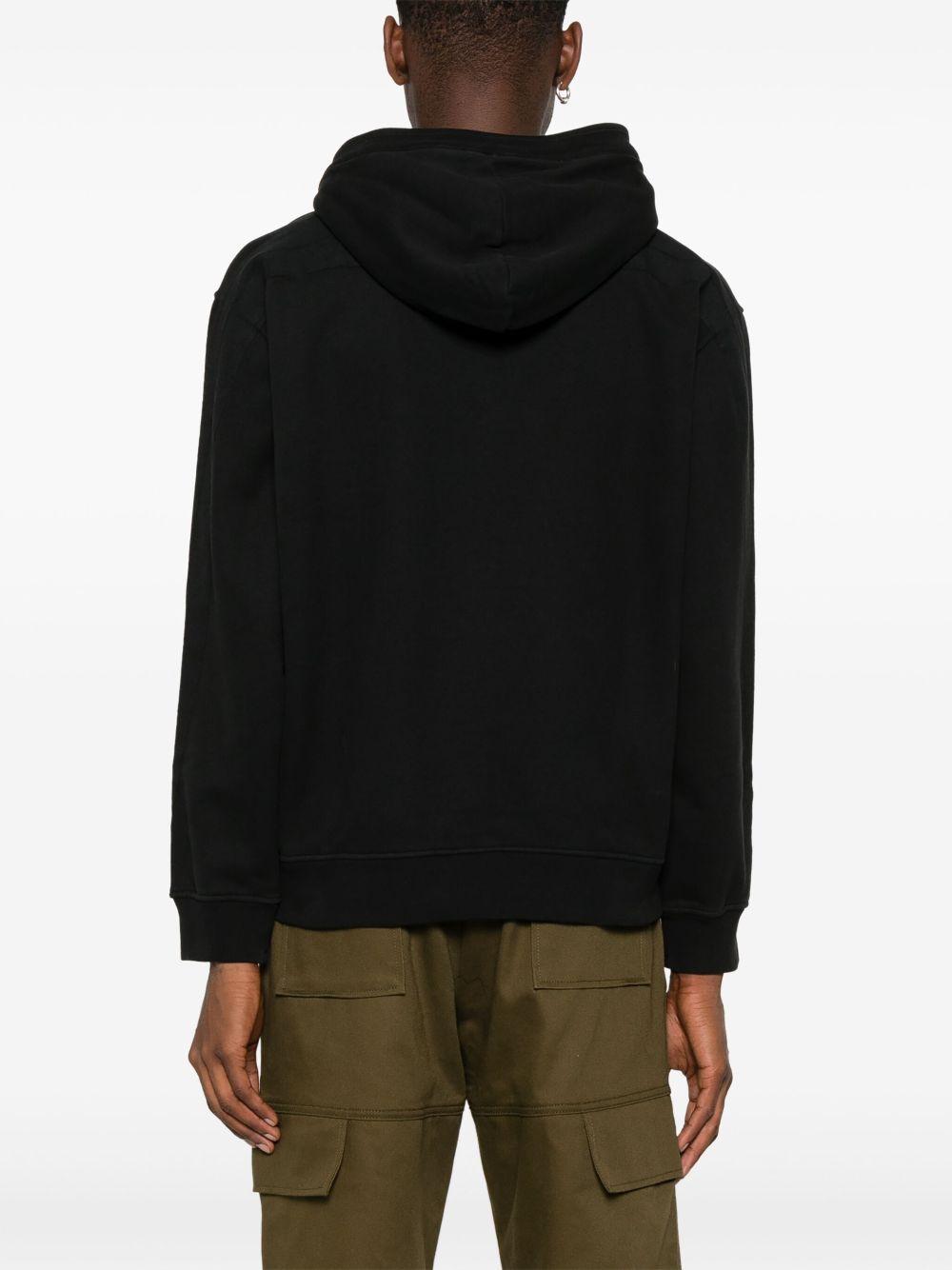 STONE ISLAND Organic-cotton Fleece-jersey Hoodie In Black Product Image