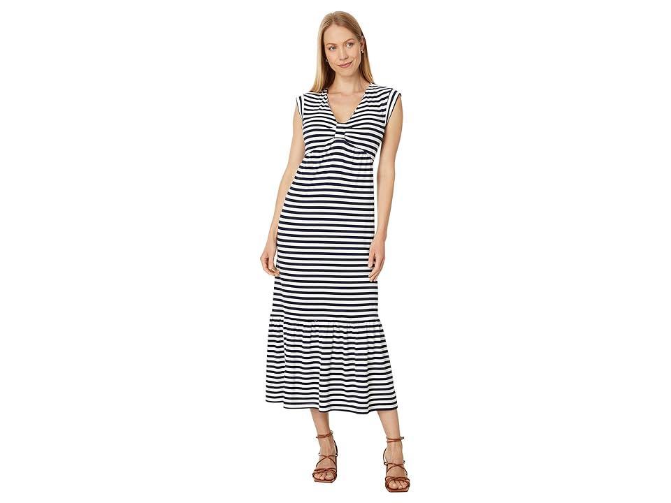 Tommy Hilfiger Stripe Tiered Midi Dress (Sky Captain/Ivory) Women's Dress Product Image