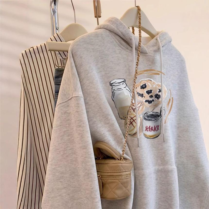 Graphic Print Drawstring Hoodie Product Image