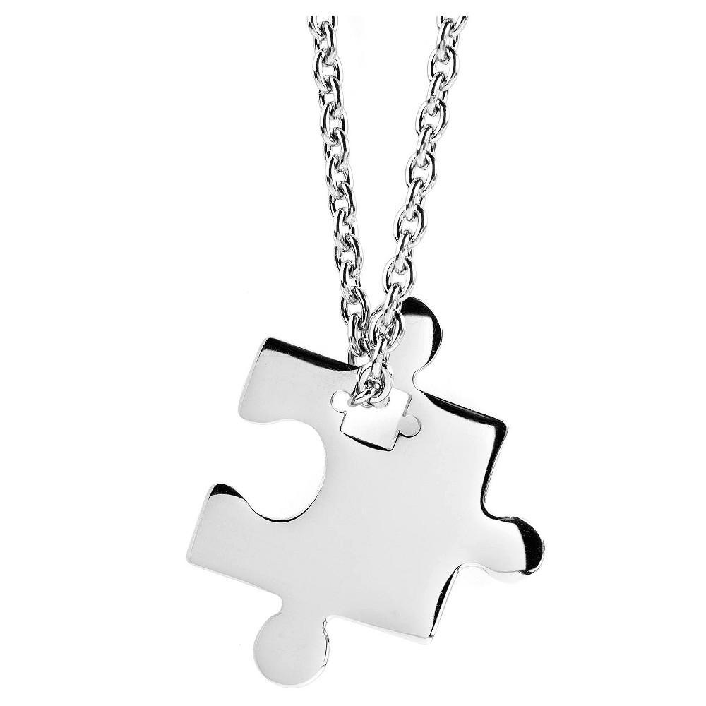 Womens West Coast Jewelry Stainless Steel Jigsaw Puzzle Piece Pendant Necklace Product Image