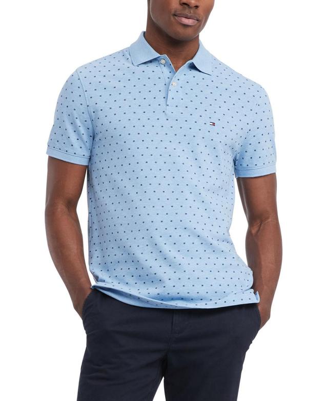 Men's Micro Geometric Print Short Sleeve Polo Shirt Product Image