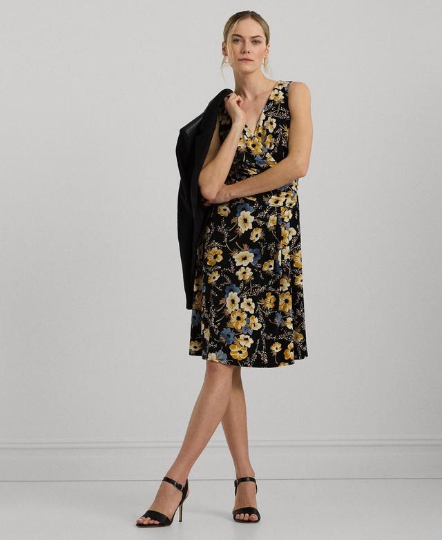 Women's Floral Surplice Jersey Sleeveless Dress Product Image