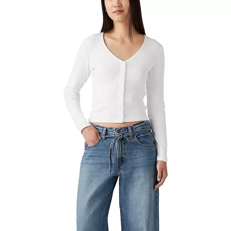 Levis Womens Muse Ribbed Long-Sleeve Button-Up Top Product Image