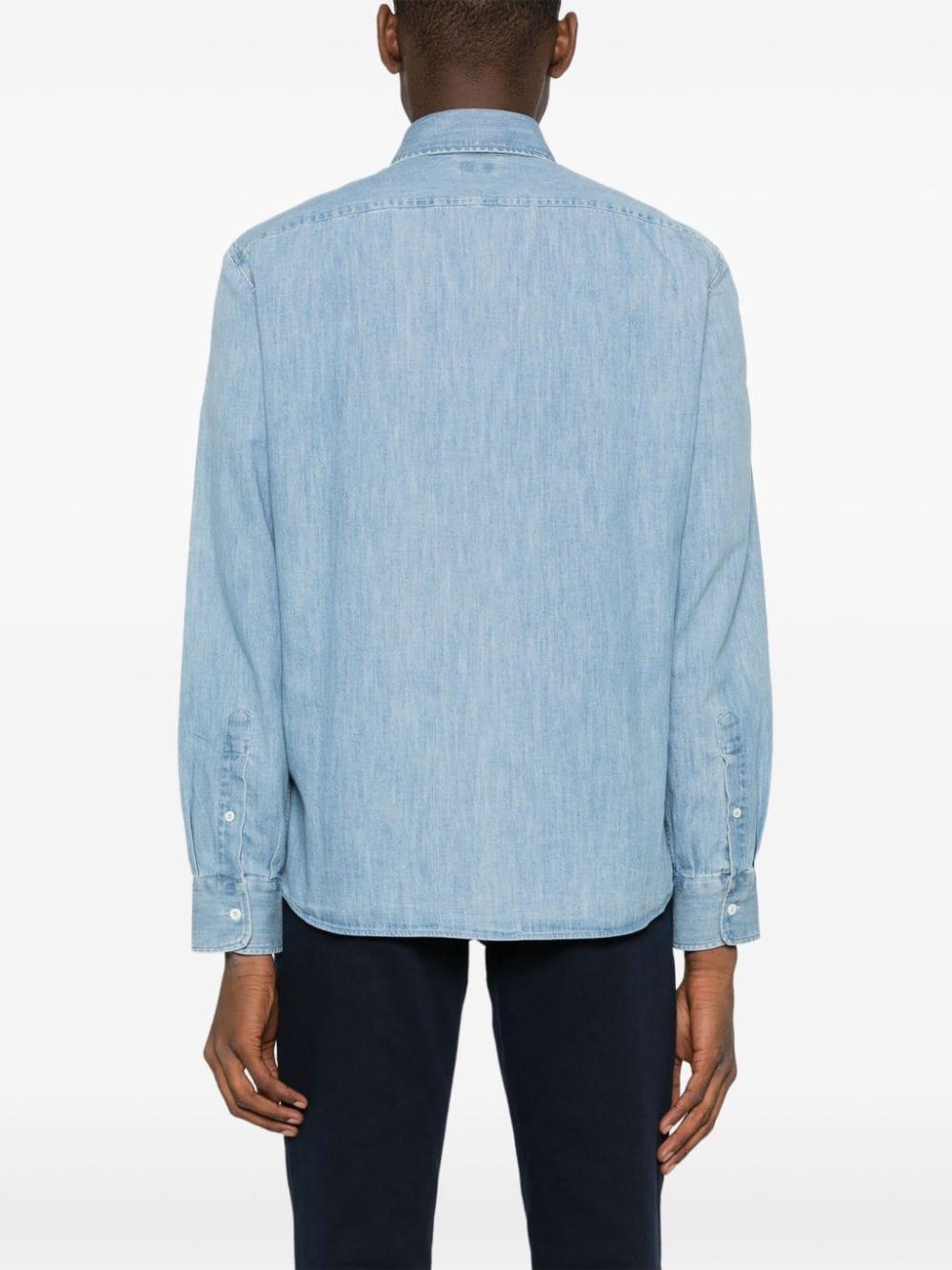 Spread-collar Denim Shirt In Blue Product Image