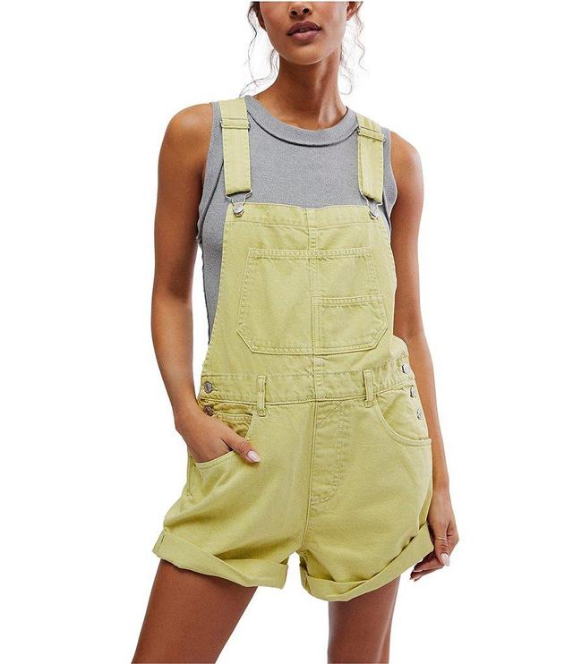 Free People Ziggy Square Neck Sleeveless Frayed Cuffed Hem Shortall Overalls Product Image